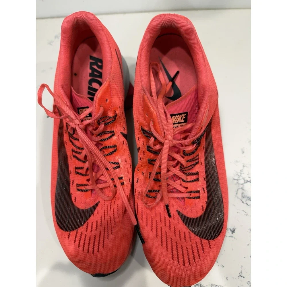 Nike Zoom Fly Racing Women 11 Neon Orange Black White Mesh Lightweight Sneaker